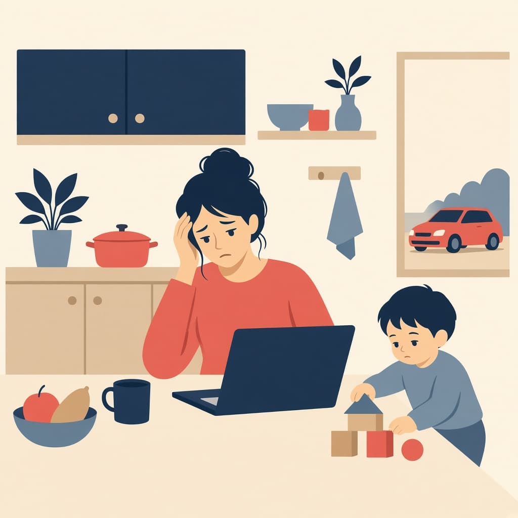 仕事や子育てで忙しいお客様のイラスト